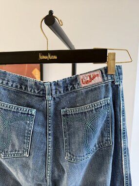 Vintage Landlubber High Waisted Raw Hem Tuxedo Stripe Sailor Jeans Flares 27